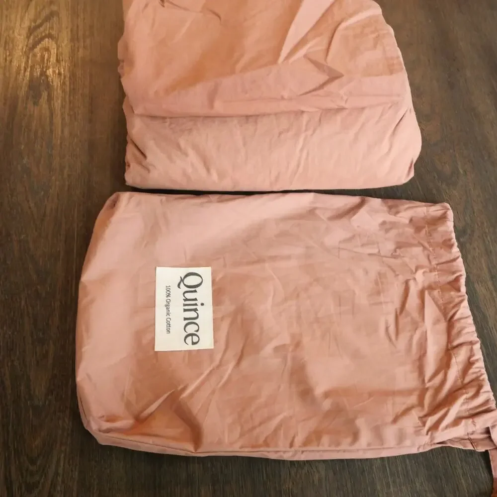 NEW Quince Twin Size Classic Organic Percale Duvet Cover + Shams Terracotta